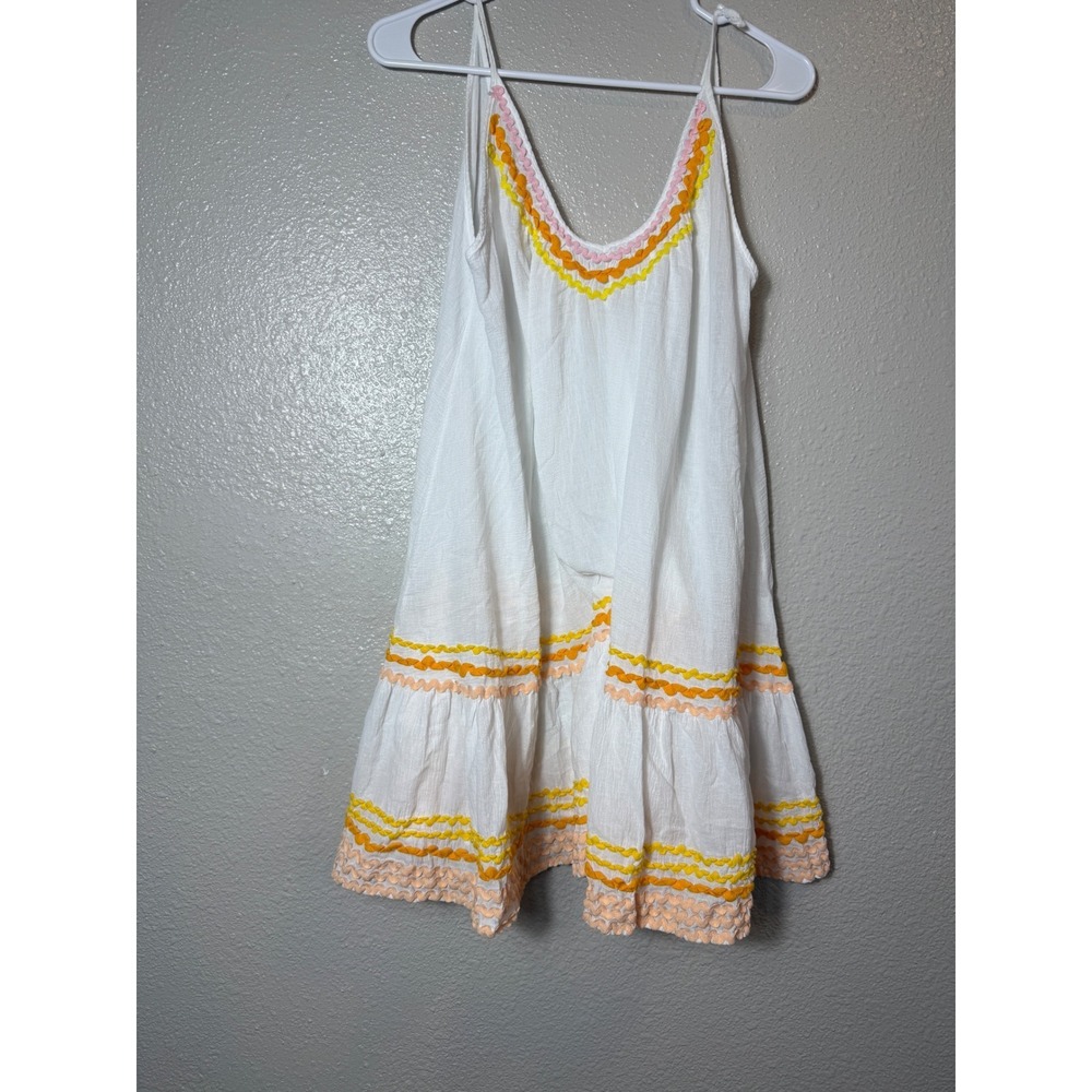 9Seed St. Tropez Ruffle Mini Dress White Rainbow Ric-Rac One Size - Picture 2 of 6